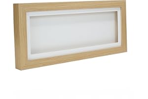 BOLDON FRAMING Oak Effect 3D 1" Cube Range Deep Box Shadow Frame Memory Box Display Case Medals Panoramic-16x6 inch-White Mount