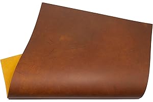 HAPPER STUDIO Cuir de vachette - 2 mm d'épaisseur - Pull-Up Crazy Horse - Feuilles en cuir véritable pour travaux manuels - (A4 (210 x 297 mm), marron clair, 1