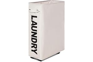 Caroeas 26" Rolling Slim Laundry Basket with wheels, 55L Collapsible Laundry hamper on Wheels Tall Thin Narrow Foldable Storage Bins for Corner