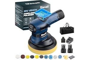 Uaoaii Lucidatrice Auto Senza Fili - BP600B 12V Lucidatrice a Batteria 4500 RPM 6 Pollici 6 Velocità Variabili con 2 Batterie, Kit Lucidatura Blu Scuro per Manutenzione di Auto e Barche