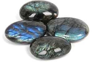 Orientrea 4 Pezzi di Pietra di Labradorite, Labradorite Pietra di Palma, Pietra Chakra e guarigione, Pietras lucidata, 100% Naturale e Artigianale