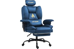 Symino Gaming Chair With Footrest and Pocket Spring Support - Ergonomic Office Computer Chair for Adults, Blue