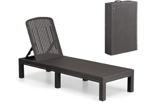 BOLLI Bain de Soleil - Chaise Longue Jardin Exterieur - Résine Imitation rotin tressé - Coussin - Dossier réglable - Gris Sparkle (Bain de Soleil (sans Coussin))