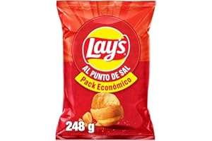 Lay's al punto de sal, Patatas Fritas de cultivos sostenibles con sabores vegetales, Producto de Aperitivo, bolsa familiar, 248 g