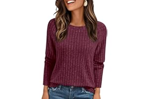 AirMood Camisetas elegantes casuales de manga larga para mujer, cuello redondo, holgadas