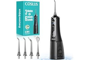 ‎COSLUS COSLUS Munddusche Elektrische Munddusche Kabellos: 3 Betriebsmodi und 6 Druckeinstellungen - irrigator zähne für Oral Health Enthusiasten Benutzer mit empfindlichem Zahnfleisch - Kompakt für Reisen