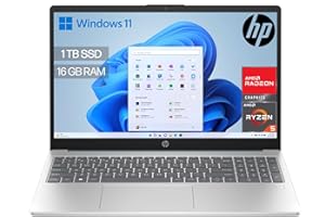 HP 15-fc0241ns - Ordenador portátil de 15.6" FHD (AMD Ryzen 5-7520U, 16 GB RAM, 1TB SSD, AMD Radeon Graphics, Windows 11) Plata y Azul - Teclado QWERTY Español