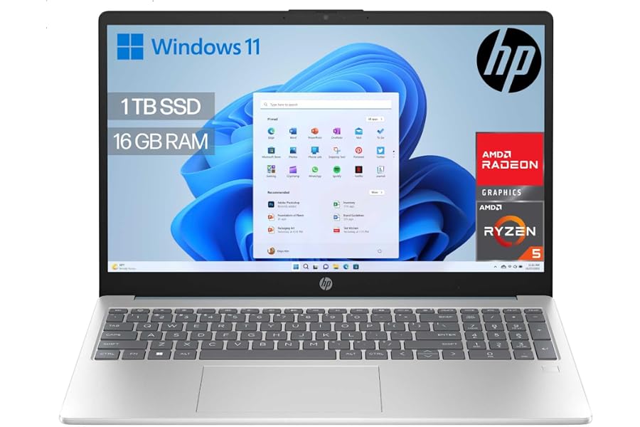 HP 15-fc0241ns - Ordenador portátil de 15.6" FHD (AMD Ryzen 5-7520U, 16 GB RAM, 1TB SSD, AMD Radeon Graphics, Windows 11) Pla