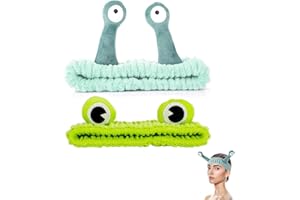 FIBOUND Set di 2 Fasce Per Lavare Il Viso, Set di Fasce Per Rana E Lumaca Carine, Fascia Elastica Carina, Fascia Per Rana Cartone Animato, Fascia Per Lavare Il Viso A Rana