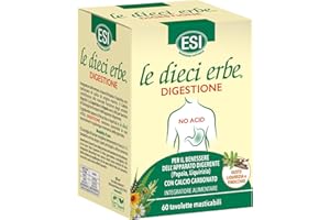 ESI - Le Dieci Erbe No Acid, Integratore Alimentare a Base di Corallo Fossile e Papaya, Gusto Finocchio e Liquirizia, Aiuta la Digestione, Senza Glutine, 60 Tavolette Masticabili