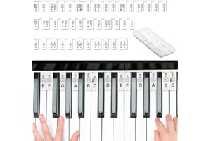ROTOPATA Abnehmbare Klaviertastatur Notenetiketten für Anfänger, Kieselgel klavier Keyboard Noten Aufkleber für 88 Tasten Full Size, Klaviertasten Aufkleber mit Box (Schwarz)