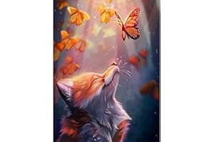 PUJEKNM DIY Paint by Numbers for Adults-Fox Canvas Oil Painting Kit for Adults,Animal Craft Art Painting Kit Acrylic Pigment Drawing Paintwork for Gift Home Wall Decor 12x16inch (without Frame)