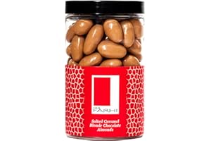 Rita Farhi Salted Caramel Blonde (White/Milk Mix) Chocolate Almonds in a Luxury Gift Jar 320g - New Palm Oil Free Recipe