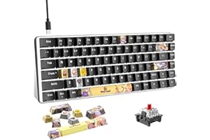 HOOPOND Tastiera di gioco meccanica AK33, Wired Type-C 82 Keys Hot Swappable Tastiera Compattabile a caldo Interruttore rosso con 9 tasti PBT Dye-sublimation Keycaps, white LED retroilluminato -Nero