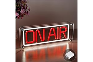 XIYUNTE ON AIR Neon Sign, USB Powered ON AIR Sign with USB Charger, Bright LED Neon On Air Light Signs, Red On Air Lightbox Sign for Studio, Office, Game Room, Home Decor, Gifts