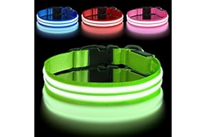 AUAUY Świecąca obroża dla psa, świecąca ładowana obroża z 3 trybami oświetlenia, regulowana obroża z migającym światłem bezpieczeństwa, wodoszczelna obroża LED dla małych, średnich i dużych psów