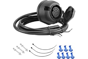 SPARKMOTO Presa Precablata a 13 Poli Rimorchio Con Cablaggio E Guarnizione Impermeabile,Presa Di Rimorchio Con 2 Metri Cavo Traino,Norma ISO11446,Presa 13 Poli Pre-cablata per Auto RV gancio traino(A)