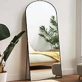 Melodieux Arch Full Length Mirror 179 x 65 cm Large Freestanding Mirror Black Aluminium Frame Dressing Mirror Wall Mounted Wall Hanging Leaning Mirror for Living Room Bedroom