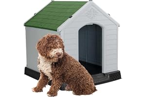 Aqpet Cuccia per Cani in Plastica per Esterno Interno Casa Giardino, Impermeabile con Pavimento Rialzato, per Cani Taglia Grande 105 X 96 X 98 H, Verde