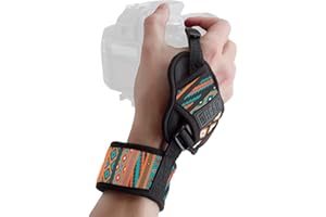 USA Gear Dragonne Grip Poignet Rapide Appareil Photo Reflex et Bridge - Sangle Appareil Photo avec Bracelet en Néoprène Ajustable - Compatible avec Nikon, Canon, Pentax, Panasonic Lumix et Plus-Bohème