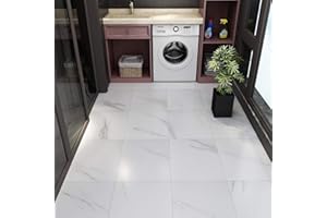 Livelynine White Self Adhesive Floor Tiles 30CMX30CM Box of 16 Stick on Wall Tiles Waterproof Vinyl Flooring Stick on Tiles Floor Stickers Tile For Kitchen Bedroom Farmhouse Renter Bathroom