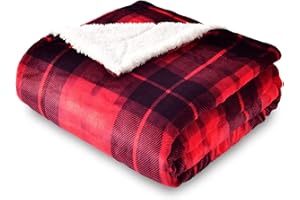 SOCHOW Coperta Plaid Matrimoniale in pile Sherpa, Coperta Plaid Doppio Strato Super Morbida Accogliente e Caldo per Divano, Letto, 150 x 200 cm Rosso