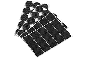 HDXH 60 Pcs Non Slip Furniture Pads Floor Protectors,Self Adhesive Rubber Feet Pads Furniture Grippers,Dense,Anti Scratches Furniture Feet Protectors for Hardwood Floors(Black,30 Squares and 30 Rounds)