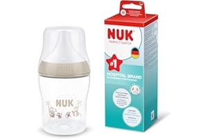 NUK Perfect Match Biberon | 0+ mois | 150 ml | Biberon anti-coliques | PP | Indicateur de contrôle de température | Singe | Lot de 1