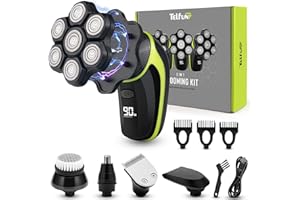 TELFUN Head Shavers for Bald Men - 8000 RPM High-Speed 7D Magnetic Electric Razor for Fast Shaving, IPX7 Waterproof, Hypoallergenic Wet/Dry Shaving Razor with LED Display and Organizer