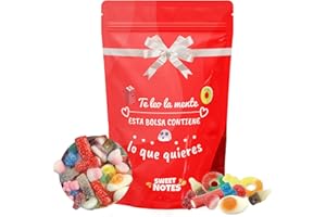 SWEET NOTES Bolsa de Chuches con Mensaje de Amor, 100 gr, Regalo Original para Cumpleaños, Parejas y Aniversarios, Chucherías, Dulces, Golosinas (Todas las ocasiones, Te leo la mente)