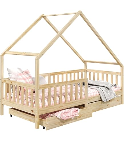 ROSI 120x200 Grijs Huisbed Eenpersoonsbed met Laden Kinder Meubels Stapelbedden Kinderbedden - Kinder Meubels 24