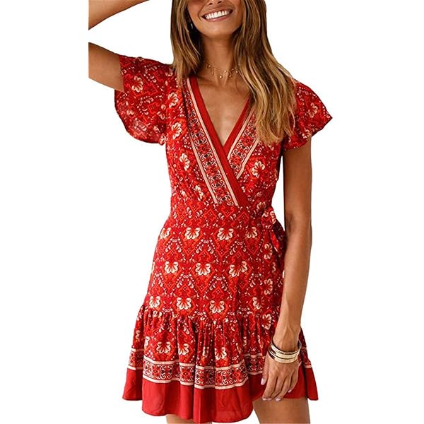 Women's Summer Dress – Casual Loose T-Shirt Dress With Floral Tie-Dye, Short Sleeve & Pockets | Beach Sundress, Boho Flowy Dress In Medium - View #2