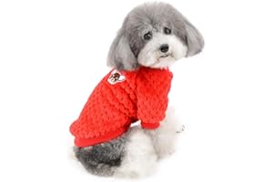 ZUNEA Suéter para Perros Pequeños Invierno Cálido Abrigo Jersey Forro Polar Muy Suave Ropa Mascotas Cachorros Clima Frío Ropa para Gatos Chihuahua Perro Niños Niñas Rojo S