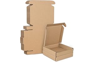 STRBOXONG Klein Versandkartons, 100x100x20mm Mini Großbriefkartons für Postversand, Versandtaschen Warensendung, Braune Verpackungskartons für Geschäft, Aufbewahrung oder Geschenkbox, aus Wellpappe(10 Stück)