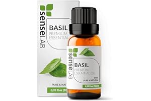 SenseLAB Olejek eteryczny z bazylii - Naturalny 100% czysty olejek bazyliowy o jakości terapeutycznej do dyfuzora aromaterapeutycznego - Olejek do koncentracji i relaksu (10 ml)