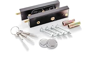 TSS UK Security Supplies - Pair of Sturdy Steel Deadbolt Garage Door Bolts with 3 Keys - Suitable for Timber or Metal Garage Doors, Up to 38mm Thick