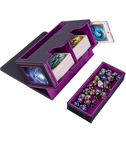 Boite Deck Magic MTG Boîte De Jeu, Plateau à Dés Et Tour 2 En 1 MTG Commander Deck Box Boite Rangement Carte Magic