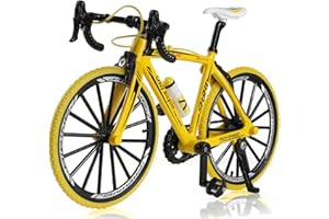 Risopen 1:8 Scala Finger Bike Modello di Bicicletta Giocattolo Mini Bike Modello Giocattolo Bicicletta Ornamento per la Casa Decorato Die-cast Metallo Giallo Modello di Bici Decorazione con Finger