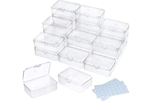 DUOFIRE Contenitori Plastica Scatola Plastica con Coperchio Contenitore Piccolo in Plastica Trasparente con Perline, 24 contenitori piccoli con coperchio per perline, gioielli (9 x 6 x 3,2 cm)