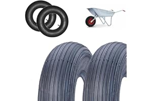 GENERIC 2 COPERTONI 3.50-8 + 2 CAMERE d'Aria Pneumatici RIGATI RINFORZATI 4PR GOMME Ruota CARRIOLA