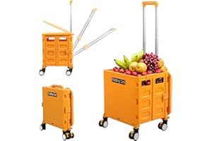 DiDiBirDi Składany wózek na zakupy z hamulcami, pokrywą i regulowanym uchwytem - maks. 45 l i 25 kg