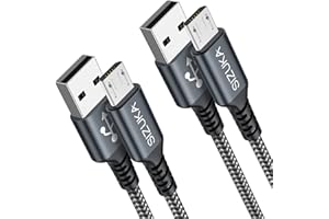 SIZUKA Câble Micro USB [1M/Lot de 2] Chargeur Micro USB 3A Charge Rapide,Nylon Tressé Chargeur pour Android Samsung Galaxy S7 S6 Edge J7 J5 J3, Redmi Note 5, Wiko, Huawei, Sony, LG, Kindle, PS4