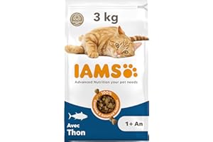 IAMS Advanced Nutrition - Croquettes Premium Chats Adultes - 100% Complètes et Equilibrées - Au thon - Sans OGM Colorants Arômes Artificiels - Sac refermable 3 kg