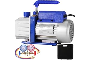 VEVOR Bomba de Vacío 4CFM1/3HP Bomba de Vacío para Aire Acondicionado Bomba de Vacío Coche con 3 Mangueras A/C para Aire Acondicionado Doméstico, Mantenimiento de Automóviles, Envasado al Vacío