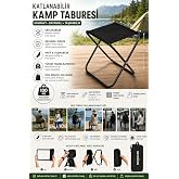 Deyhome Katlanır Kamp Taburesi Portatif Katlanabilir Tabure 100 Kg Taşıma Kapasiteli Hafif Piknik Balık&ccedil;ılık Metrob&uuml;s Otob&uuml;s 