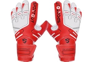 Sportout Guantes de Portero, Guantes Futbol, Guantes Portero Futbol niño, Adultos Guantes de Portero de Futbol，Proporciona un Agarre Poderoso,con Protección para los Dedos