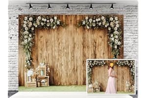 WAWBACKDROP WaW 2,7 x 1,8 m poliester, tło fotograficzne, beżowe, drewniana ściana z kwiatami, pudełko na zdjęcia, dekoracja na wesele, vintage, urodziny, do wideo, jako tło fotograficzne, Wielkanoc, portret dla