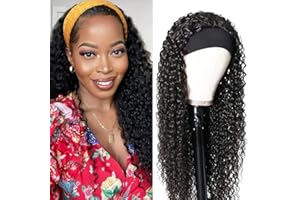 KERBEREY Perruque Bandeau Cheveux Humain Curly Wear and Go Glueless Wigs Perruque Bresilienne Bouclée No Lace Front Headband Wig Deep Wave Perruques pour Femmes Noires Naturelle Color 26 Pouces