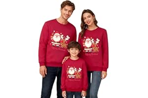 LDZYXY 2025 Felpe Natale Famiglia Set, Maglione Natalizio Famiglia Funky Christmas Print Babbo Natalizi Felpe Famiglia Girocollo Pullover Sweatshirt Natalizio