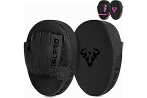 Islero Fitness Matte Black Boxing Pads Men focus Mitts Punching Women MMA Muay Thai Martial Arts KickBoxing Hook and jab Hand Target Strike Shield Training Pads